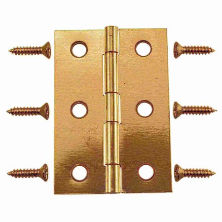 MIDWEST FASTENER 2-1/2 x 1-9/16" Bright Brass Plated Steel Butt Hinges 4PK 37185
